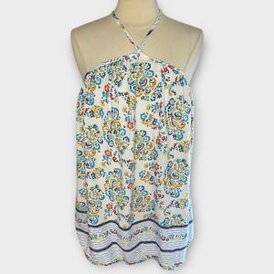 NEW‼️CES FEMME Boho Colorful Print Mini Halter‎ Dress, Medium